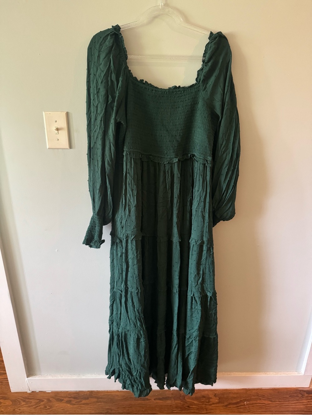 Baltic Born Forest Green Smocked Boho Maxi Dress